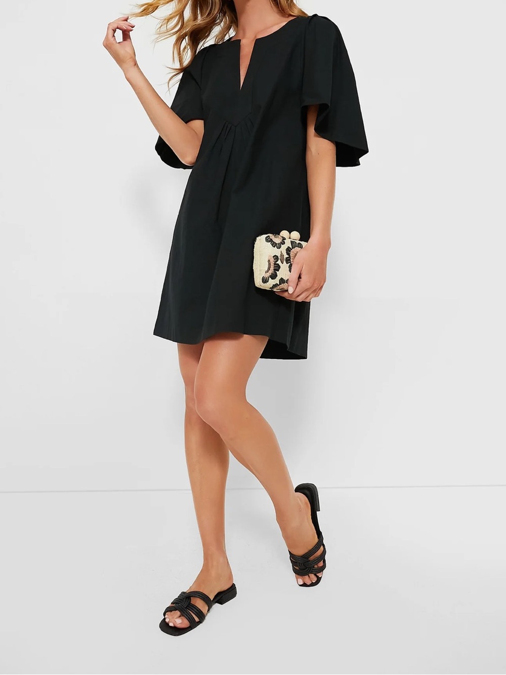 Tuckernuck Black Flutter-Sleeve Shift Dress
